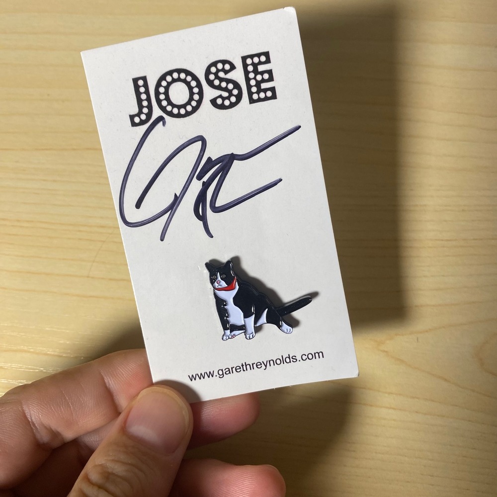 Gareth Reynolds Signed Jose Enamel Pin The Dollop Podcast Tuxedo Cat Memorabilia - Picture 2 of 5
